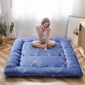 MAXYOYO Japanese Floor Mattress Futon Mattress, 4" Thicken Tatami Mat Sleeping Pad Foldable Roll Up Mat Boys Girls Dormitory Pad Kids Floor Lounger Pillow Bed, Charcoal Grey, Queen Size