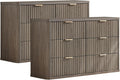 LEYAOYAO Fluted 6 Drawers Dresser Set of 2, 48" Wide Modern Chest of Drawers with Wood Grain Top, Curved Profile Design, Dresser TV Stand, Wooden Drawer Organizer for Bedroom, Living Room,Hallway,Grey