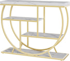 Garvee Entryway Table with Storage, Industrial 4-Tier Narrow Console Table Behind Couch with Half-Circle Base & Storage Shelves for Living Room, Hallway, Foyer