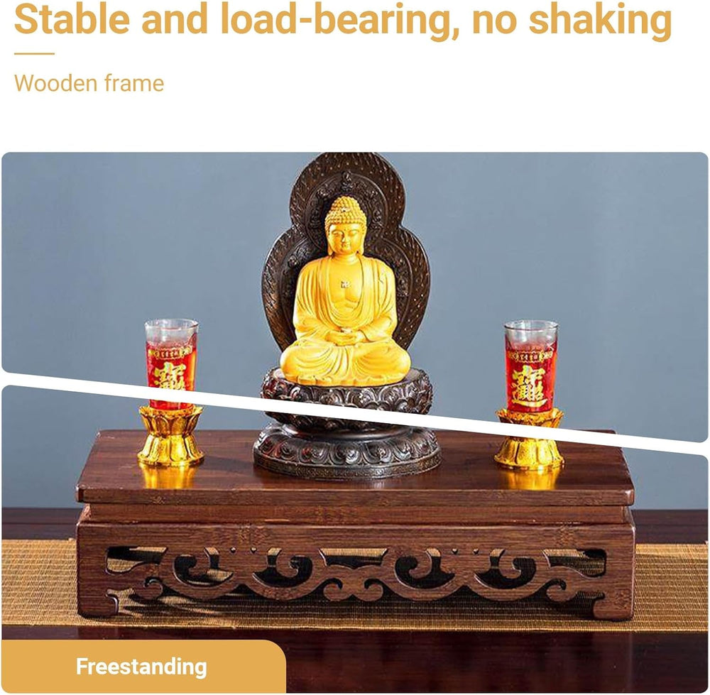 Freestanding Hollow Carving Wooden Shrine Altar Table Personal Shrine Altar T...