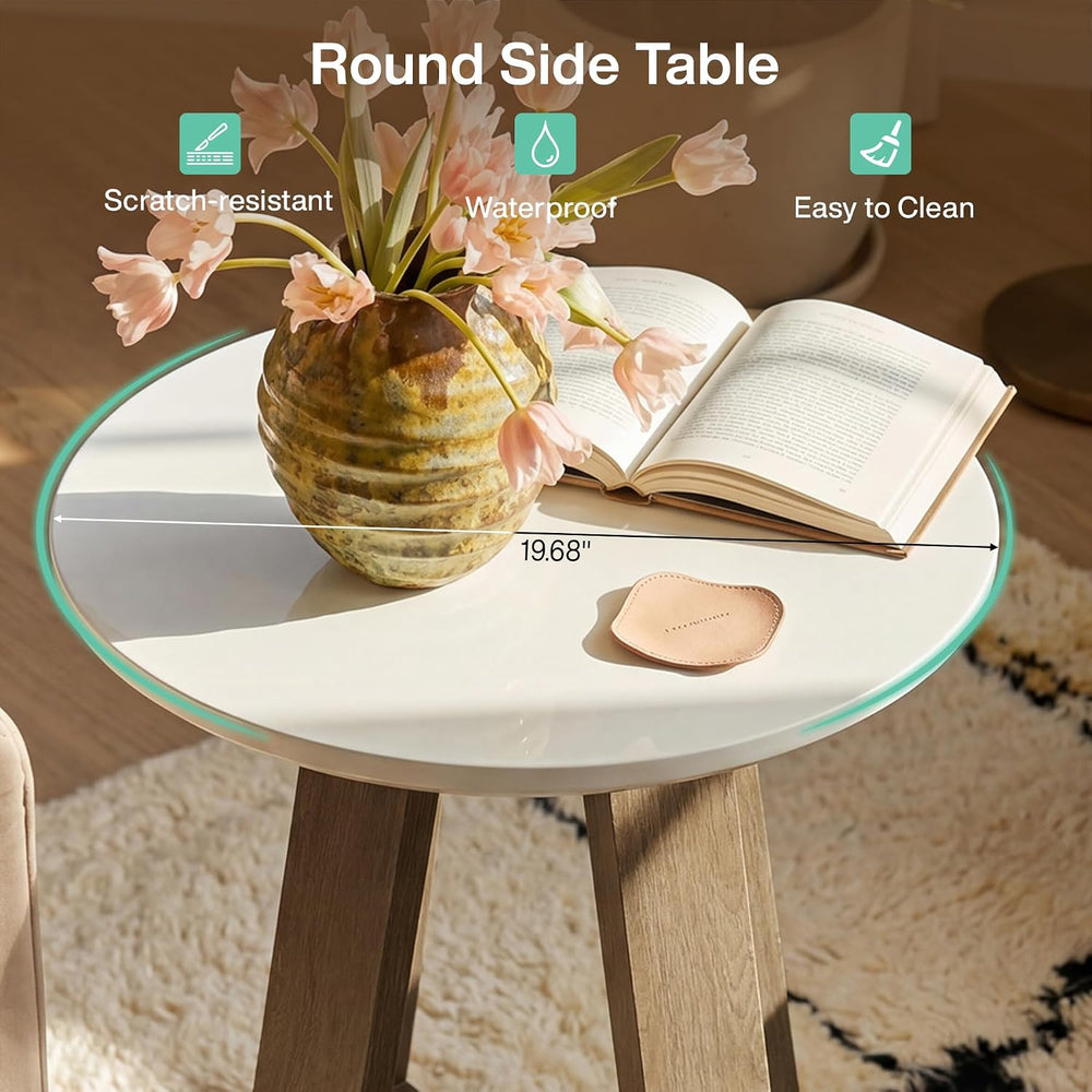 Tribesigns Round Side Table, Modern End Table for Living Room, Small Accent T...