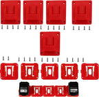 Tool Holder and Battery Holder for Milwaukee M18 18V, 10 Pack power hanger Wall Mount Organizer Storage Shelf with Screws