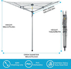 JS HANGER Collapsible 4-arm Rotary Outdoor Umbrella Drying Rack Metal Clothes Dryer Clothesline with 131ft Drying Space