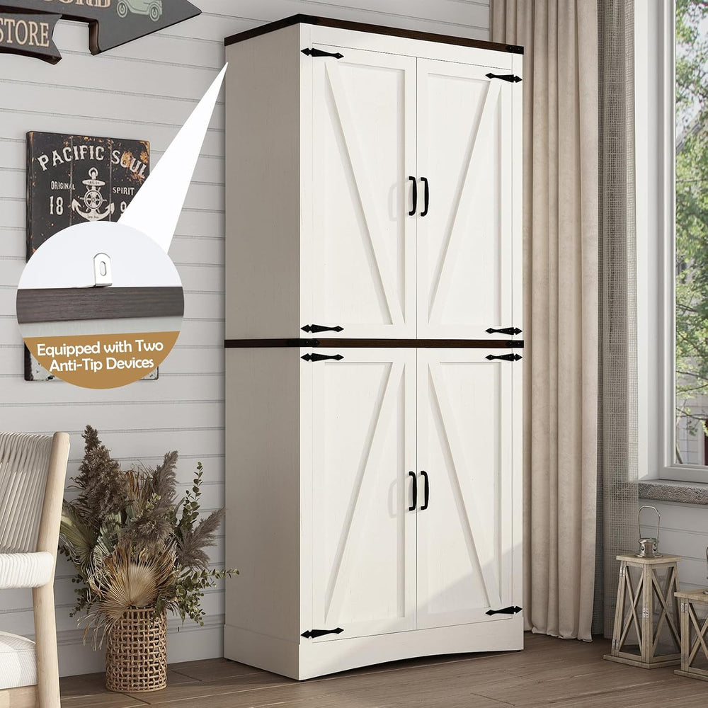 chartustriable 71in Farmhouse Kitchen Pantry Cabinet,Tall Storage Cabinet wit...