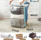 TAILI 6 Pack Vacuum Storage Bags, Jumbo Cube (31x40x15 Inch), Large Vacuum Seal Bags for Clothing, Comforters, Blankets, Bedding, Closet Storage and Organization, Forest Green