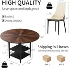 VFK 47" Round Dining Table Set with Storage Steel Legs & Sunburst Design, 5-Piece Modern Wooden Kitchen Set for 4-6 People, Includes 4 Comfortable Chairs for Dining Room, Living Room or Kitchen