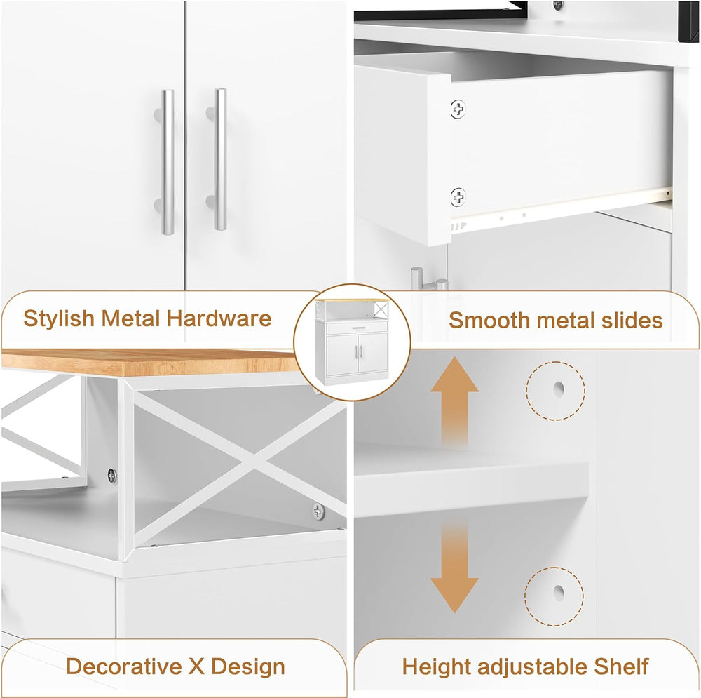 Shintenchi Kitchen Buffet Cabinet with Adjustable Shelf, Modern Kitchen Stora...