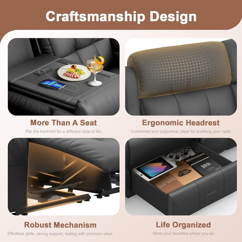 Recliner Sofa, Massage Flip Back Reclining Sofa 4 Seater Sets Heavy Weight Capacity, RV Loveseat Clearance, Recliner Couch with Storage, Cup Holders, Wall Hugger Couches for Living Room