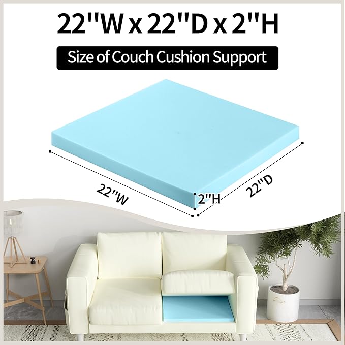 Tromlycs Couch Cushion Support for Sagging Sofa Support Seat Under Cushion 22x22 inch Sag Repair Furniture Blue, Set of 1