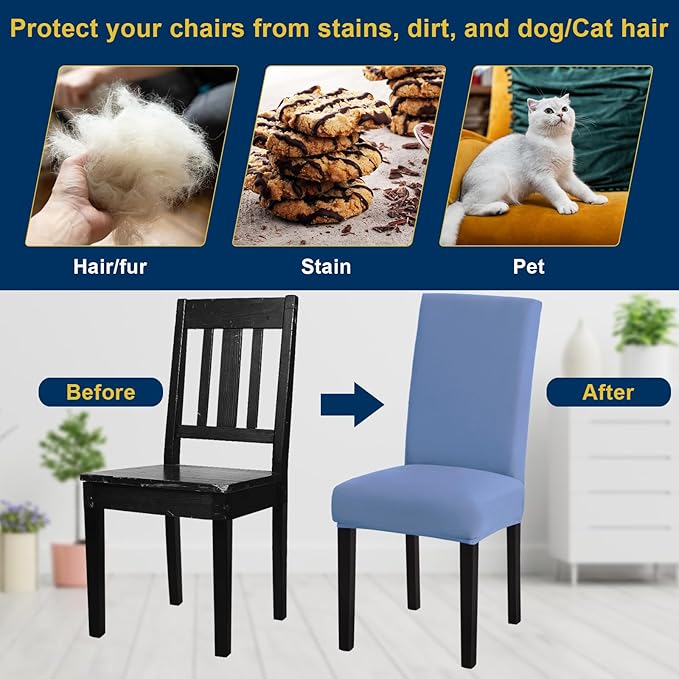 Chair Covers, Stretch Kitchen Chair Covers/Dining Room Chair Covers Set of 8,...