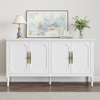 RoyalCraft Buffet Sideboard Table Set of 2, 59'' Mid Century Modern Console Table, Media Cabinet with 4 Doors, Accent Cabinet Wood Sideboard, for Entryway, Living Room, Dining Room, Satin White