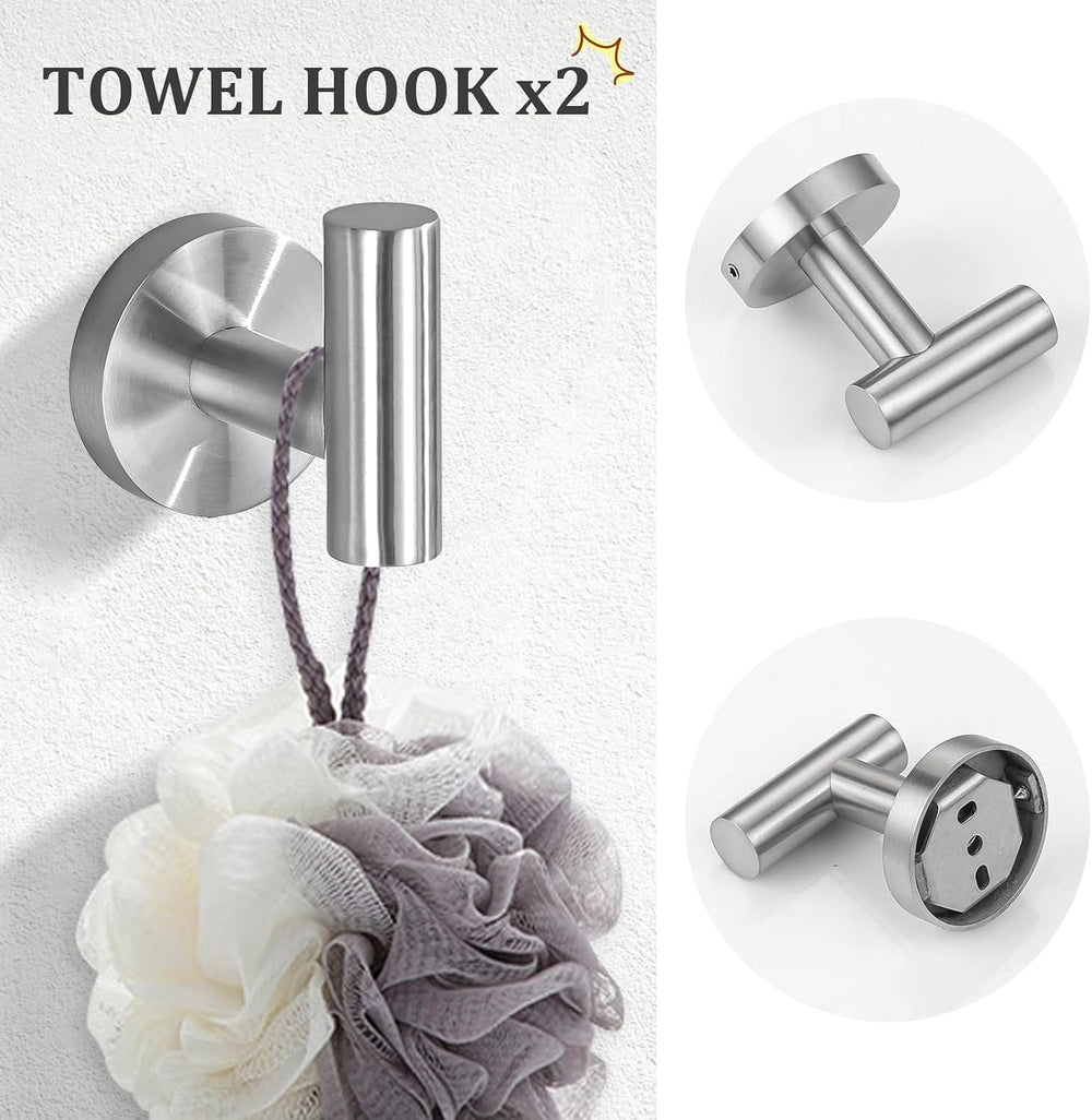 TURS Brushed Nickel 5-Piece Bathroom Hardware Set Towel Bar Set SUS304 Stainl...