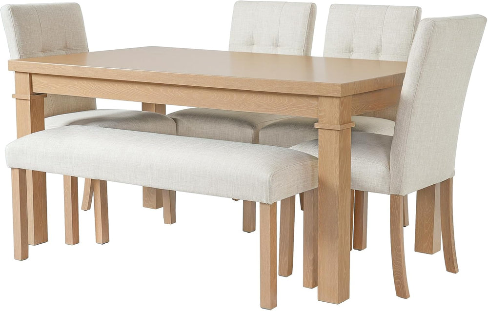 Merax 6-Piece Dining Set, Rectangle Kitchen Table with 4 Upholstered Chairs &...