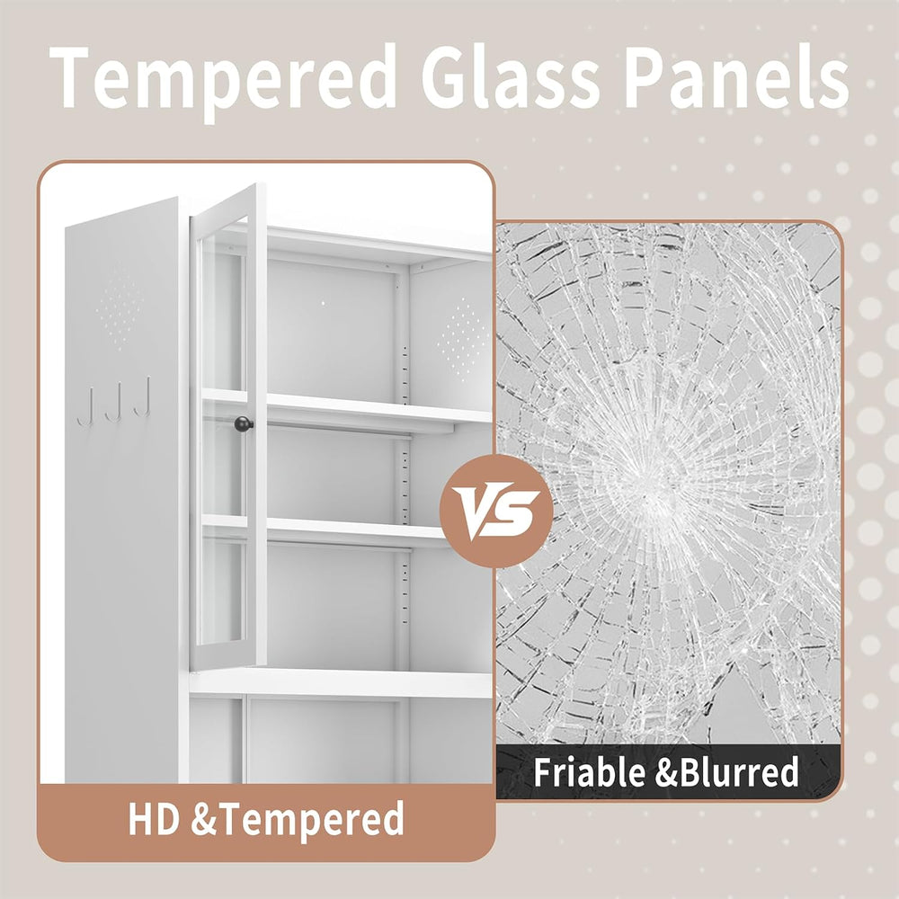27.56” Metal Pantry Cabinet, 72" H Kitchen Pantry Storage Cabinet with 4...