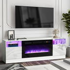 oneinmil Fireplace TV Stand with 36" Electric Fireplace, LED Light Entertainment Center, Modern Wood Texture Highlight Storage Cabinet for TVs Up to 80", 70 inches,White