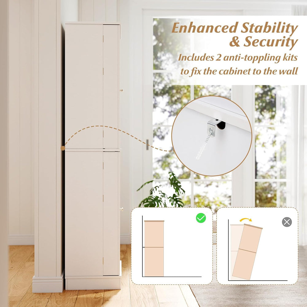 65.5" Kitchen Pantry Cabinet, Freestanding Storage Cabinet with Doors an...
