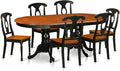 East West Furniture PLKE7-BCH-W 7 Piece Kitchen Table & Chairs Set Consist of an Oval Dining Room Table with Butterfly Leaf and 6 Dining Chairs, 42x78 Inch, Black & Cherry