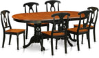 East West Furniture PLKE7-BCH-W 7 Piece Kitchen Table & Chairs Set Consist of an Oval Dining Room Table with Butterfly Leaf and 6 Dining Chairs, 42x78 Inch, Black & Cherry