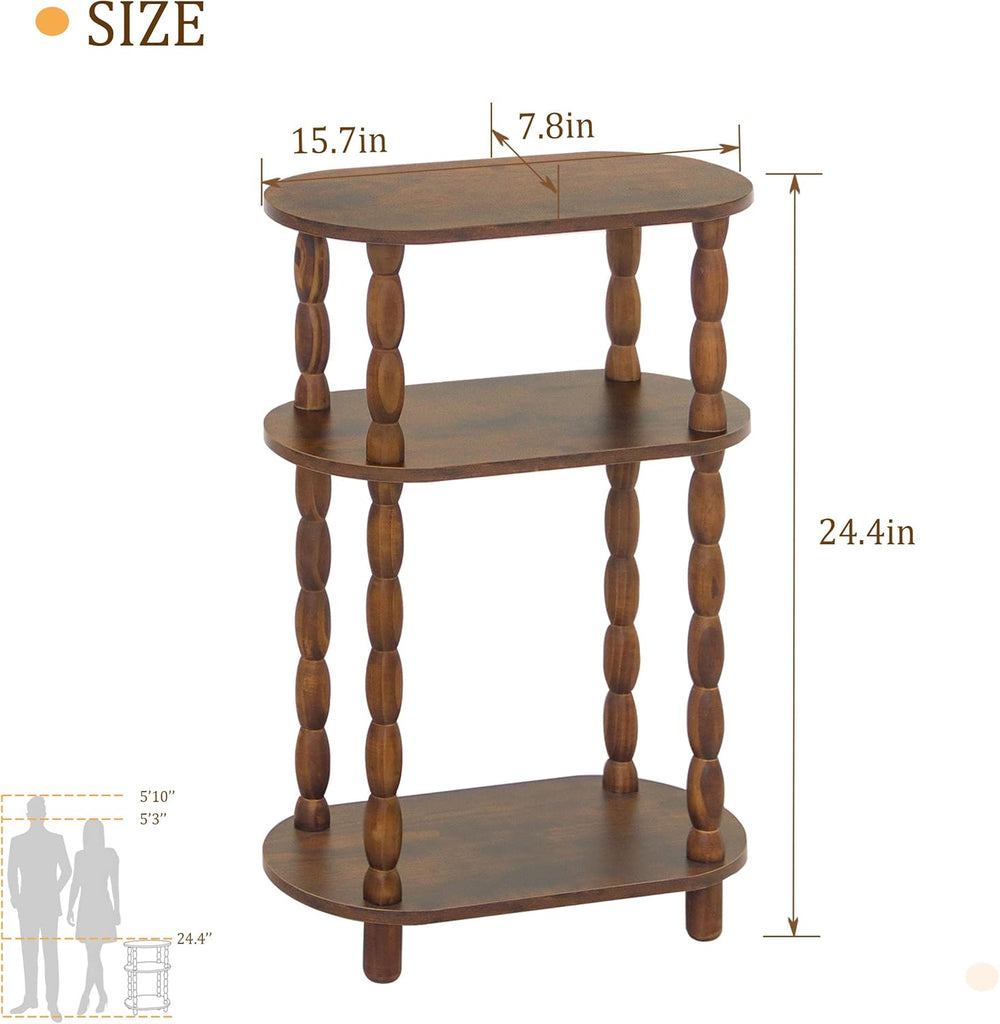 MaxSmeo Small Narrow Side Table, 3-Tier Narrow End Table with Storage, Skinny...