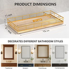 Toilet Paper Basket Organizer – Oak Wood Toilet Tank Tray with Metal Frame, Back of Tank or Top Bathroom Counter Storage – Gold & Oak Modern Decor