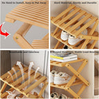 5 Tier Foldable Shoe Rack, Bamboo Vertical Shoe Organizer Tall for Multifunctional Narrow Shoe Shelf for Entryway, Closet, Corner, Bedroom, Hallway(Natural)