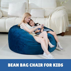 Bmag Giant Bean Bag Chair for Adults, 6FT Bean Bag Chair Convertible Bean Bag Pad, Lazy Sofa Chairs with Memory Foam Filler, Removable Washable Cover for Living Room Bedroom Office - Blue