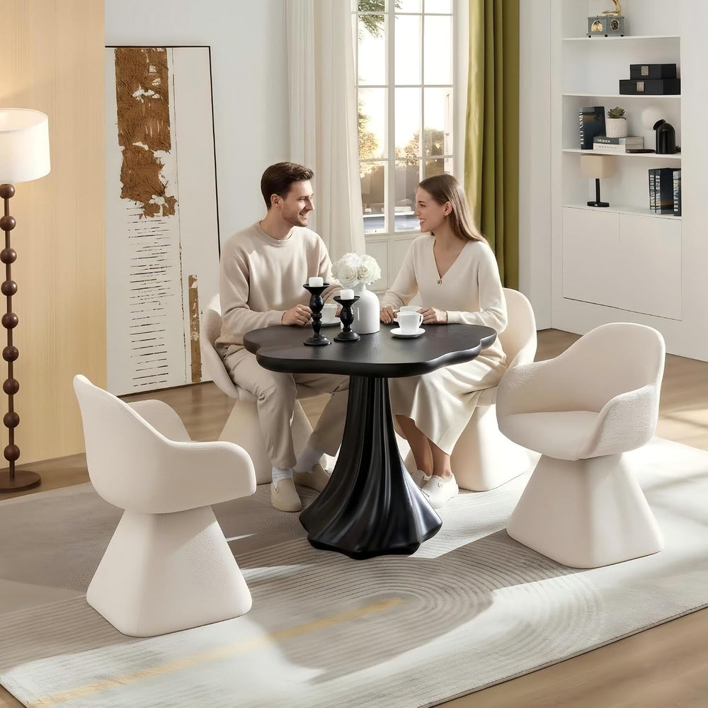 37" Round Modern Dining Table – Flower Shape Top, Twisted Pedestal Base,...