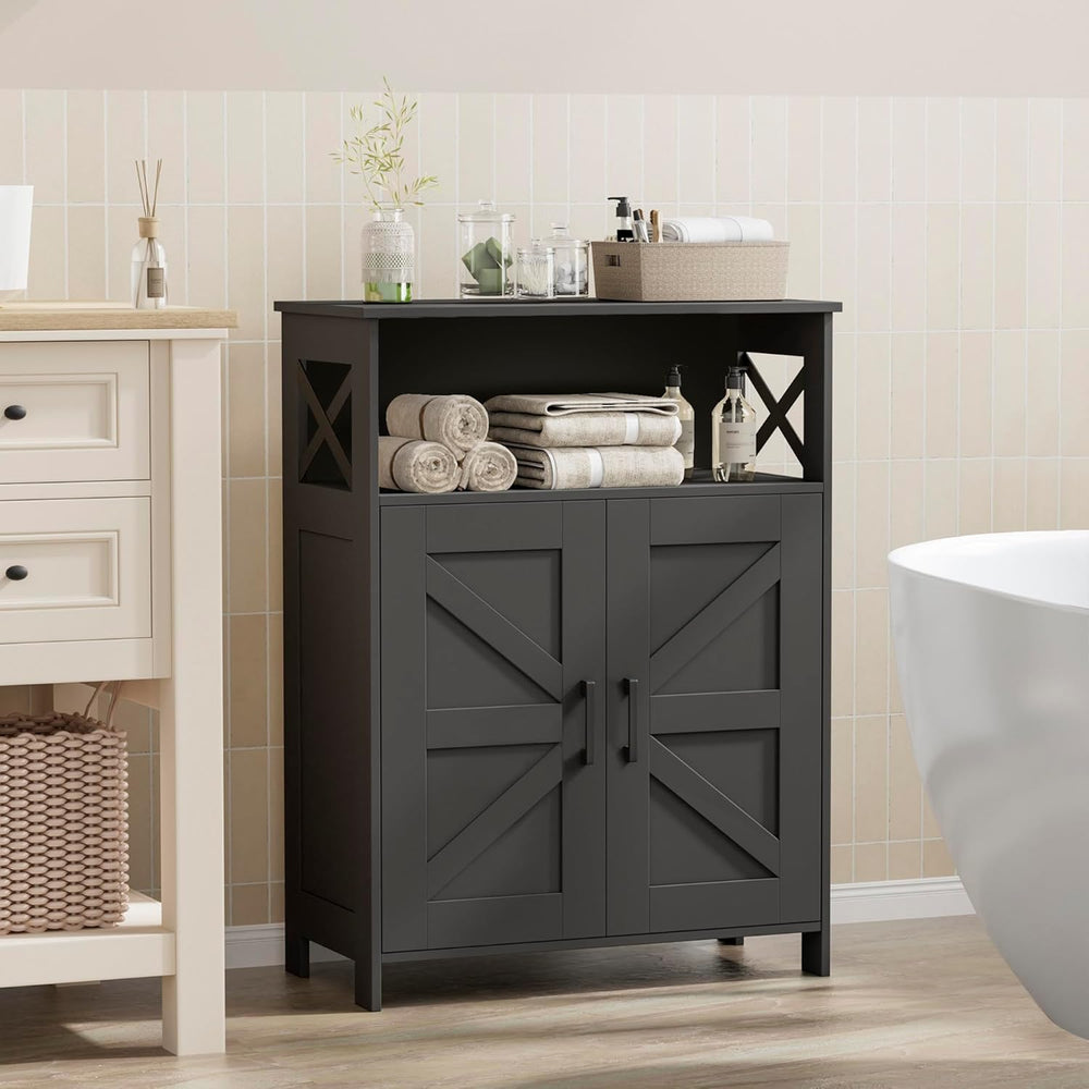 Homhedy Farmhouse Bathroom Storage Cabinet with Doors, Small Floor Cabinet