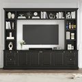 Marzzi Wall Unit TV Stand TVs up to 70", Modern Entertainment Center with 6 Doors Storage Cabinets, Bridge and Bookshelves, Large Media Console, Adjustable Shelves, Painted Finish