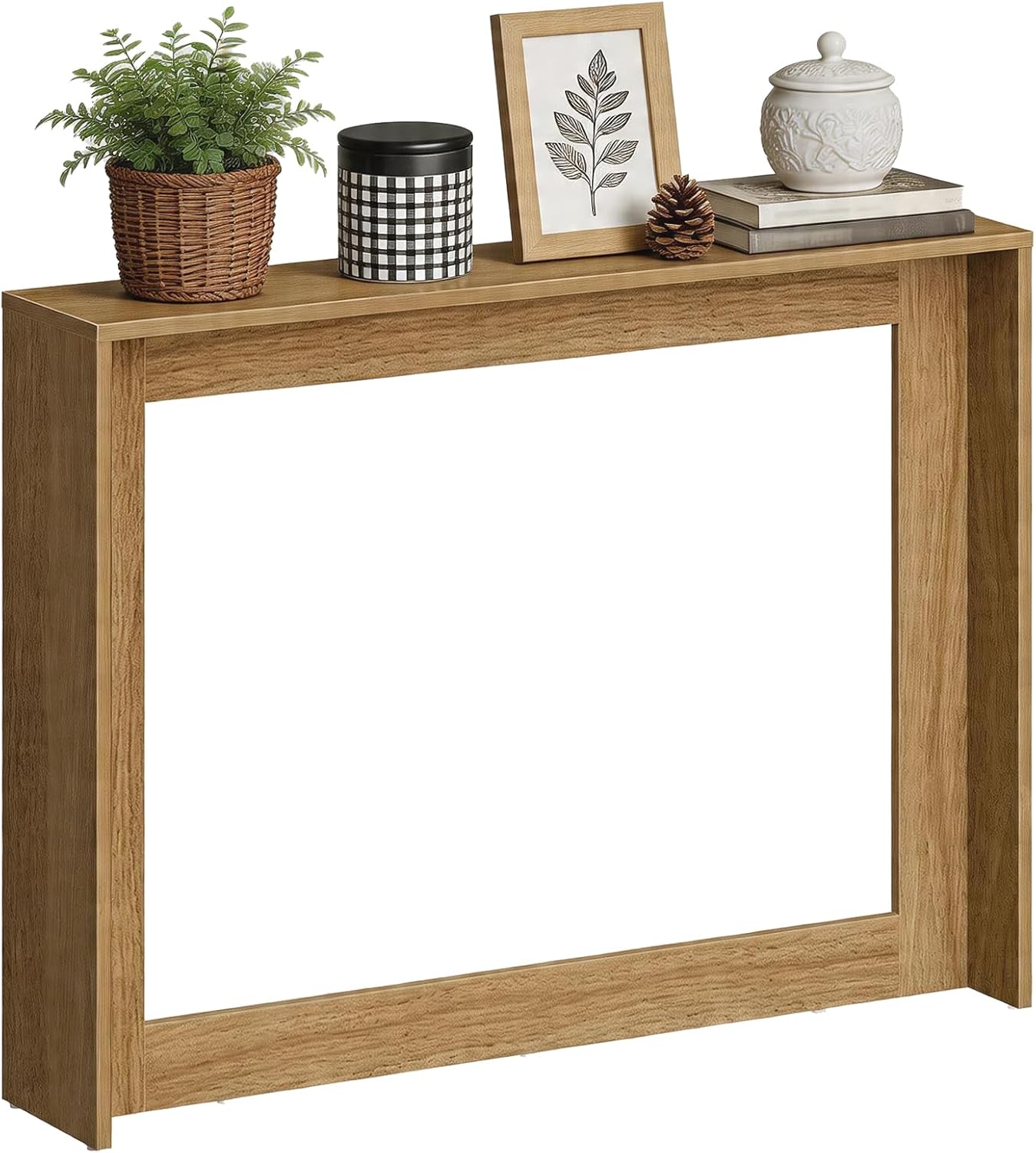 YATINEY Narrow Console Table, 39.4'' Small Farmhouse Entryway Table, Wooden Console Table Entryway, Slim Farmhouse Couch Table Behind Sofa for Living Room, Hallway, Foyer, Light Walnut CT36VV