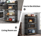 SIREDEEP Bakers Rack with Power Outlet ，4-Tier Kitchen Baker's Rack,Microwave Stand with Storage Suitable for Kitchen, Living Room, Dinning Room，Coffee Bar(Rustic Brown)