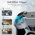 ISHAKO Wireless PC Controller – Gaming Controller with Hall Effect Joysticks, 3-Stage Hall Triggers, 1200mAh Battery, 1000Hz Polling, 4 Back Buttons, RGB Lighting, 1200mAh Battery – Works with Windows, Mac, Steam, Luna, Tesla, iOS, Android, Switch- White
