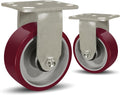 SY America 5" X 2" Casters Wheels,Heavy Duty Industrial Casters，Polyurethane on Aluminum Wheels,2 Rigid Casters,2200 LBS Load Capacity