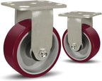 SY America 5" X 2" Casters Wheels,Heavy Duty Industrial Casters，Polyurethane on Aluminum Wheels,2 Rigid Casters,2200 LBS Load Capacity