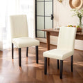 SyMax Dining Chairs Set of 2, Faux Modern Leather Parson Dining Room Chairs, High-End Kitchen Side Chairs for Bedroom, Living Room, Cream, 2PCS (No Table)