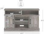 BELLEZE Modern 48" Farmhouse Wood TV Stand & Media Entertainment Center Console Table for TVs up to 50 Inch with Open Storage Shelves & Cabinets - Norrell (Gray Wash)
