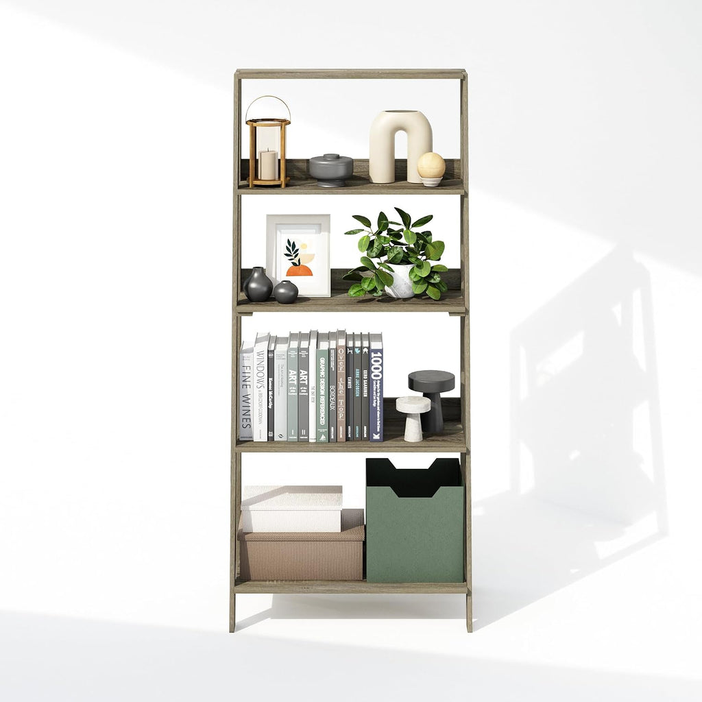 Ladder Holder Shelf, 5-Tier Display Rack, Living Room Bookshelf, Home Office Holder, French Oak Finish, 13 X 23.6 53.5, Adjustable, Lightweight, Durable, Portable, Storage