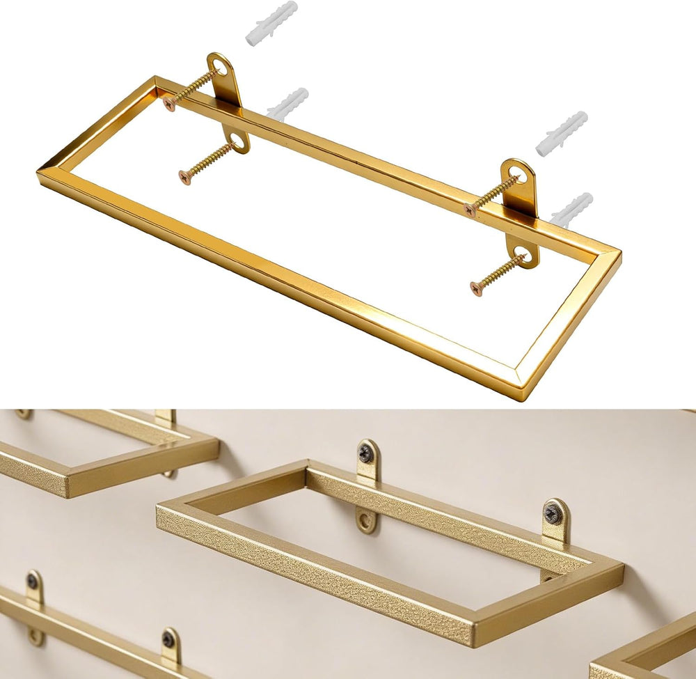 6 Pcs Wall-Mounted Wine Rack, Gold Metal Wine Bottle Holder Display for Kitch...