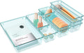 10 PCS Drawer Organizer Set, 4 Varied Size Bathroom and kitchen Drawer cabinet organizer Trays, Clear Storage Bins for Makeup, Jewelry, Utensils and Gadgets