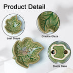 3.5' Green Cute Leave Ceramic Jewelry Tray for Dressing Table | Petite Bowl Keeps Rings, Earrings, Keys, and Keepsakes Visible on Vanities or Dressers, Making a Sweet Gift for Women