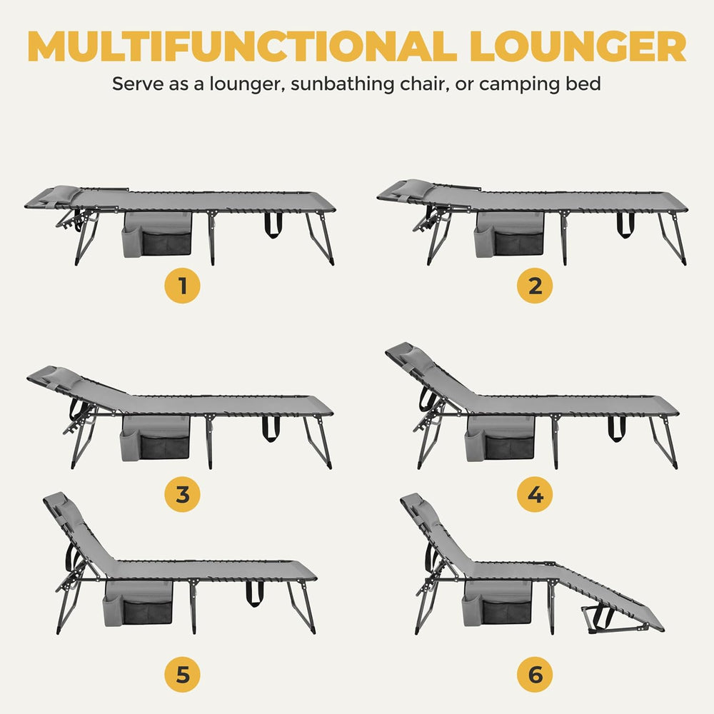 Yaheetech 26.4" Outdoor Folding Tanning Chair 5-Position Adjustable, Gra...