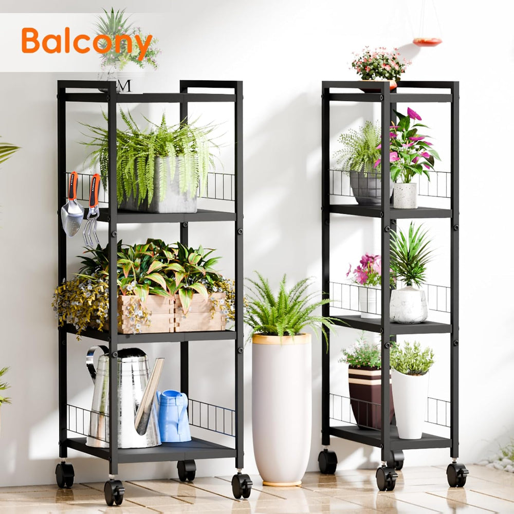 Expandable Slim Storage Cart with Wheels, 4 Tier Narrow Metal Rolling Utility...