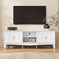 ARTPOWER 67“ Vintage TV Stand for TVs up to 75”, Modern Entertainment Center with Door Cabinets and Open Shelves, Media Console with Storage, White TV Credenza for Living Room, Bedroom