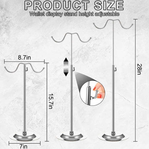 4 PCS Handbag Display Stands Adjustable Purse Display Stand Stainless Steel Double Hook Bag Display Stand Holder for Home Boutiques Store Counter Retail, Silver