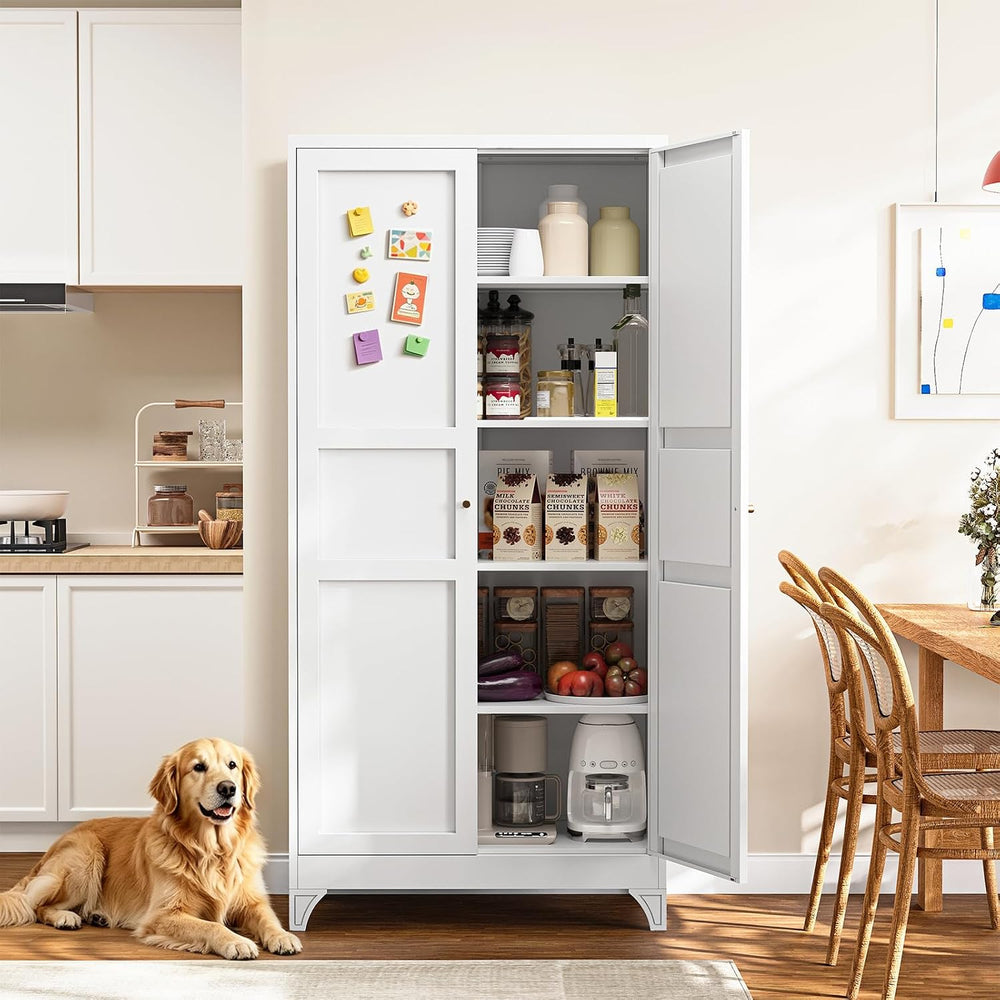 Yizosh Metal Storage Cabinet Kitchen Pantry Cabinet 4 Adjustable Shelves Kitc...