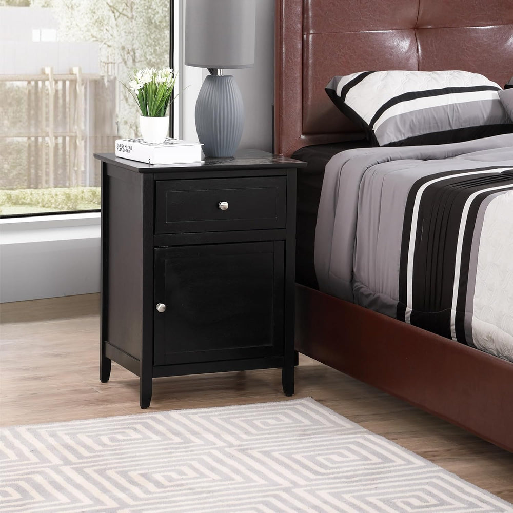 Stylish Transitional Black Nightstand for Bedrooms,for Small Spaces