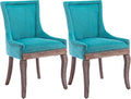 Modern Dining Chairs Set of 2, High Back Dining Chairs Side Chairs with Solid Wood Legs, Upholstered Fabric Dining Room Chairs for Dining Room Kitchen, Lake Blue