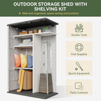 Aoxun Outdoor Resin Storage Shed with Metal Shelving Kit & Floor, 64 Cu.Ft Vertical Waterproof Storage Cabinet for Garage, Pool, Bike, Garden Tools, Patio Furniture (White)