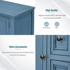 Merax Modern Wood Buffet Sideboard with Drawers and Bottom Shelf Console Table for Living Room Dinning Room Kitchen (Light Navy)