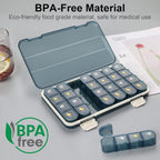 Pill Organizer 4 Times A Day, Pill Box 4 Times A Day 7 Day - Acedada Weekly Medicine Box Organizer with Separate Case, Portable Daily Pill Container Dispenser for Vitamin, Fish Oils, Supplements, Blue